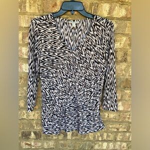 Dana Buchman Black & Tan Printed Top Women’s Size Medium